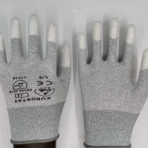 ESD Grey Gloves Fingertips PU Coated – Eurostat