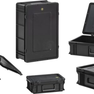 WEZ ESD Injected Carrying Cases with Handle and Hinged Lid