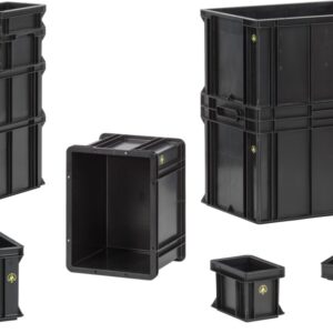 WEZ ESD Conductive Injected Tote Boxes in Polypropylene reinforced bottoms