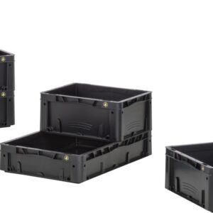 WEZ ESD Conductive Injected Tote Boxes in Polypropylene flat bottom